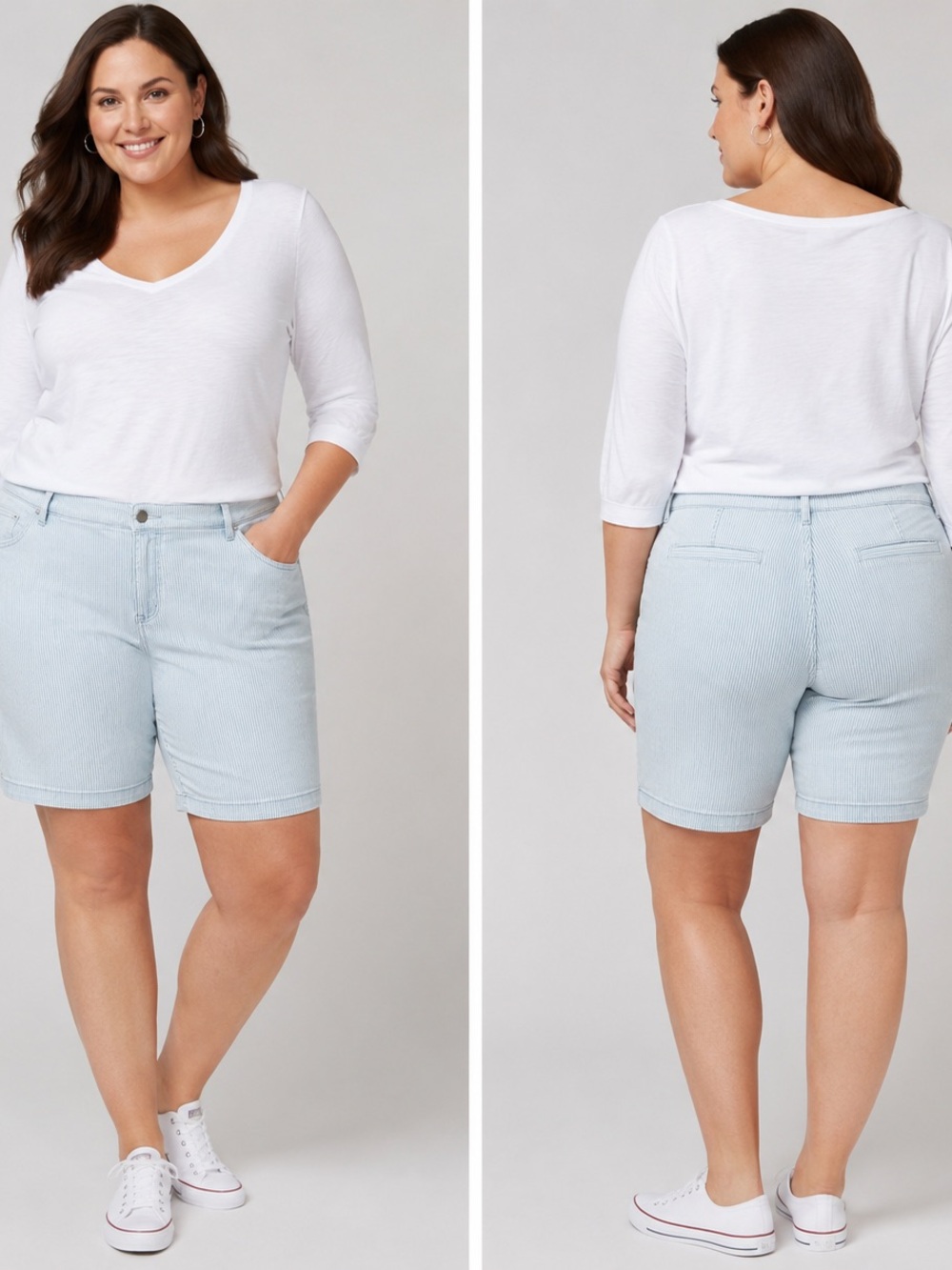 Lane Bryant Light Blue Denim Bermuda Shorts